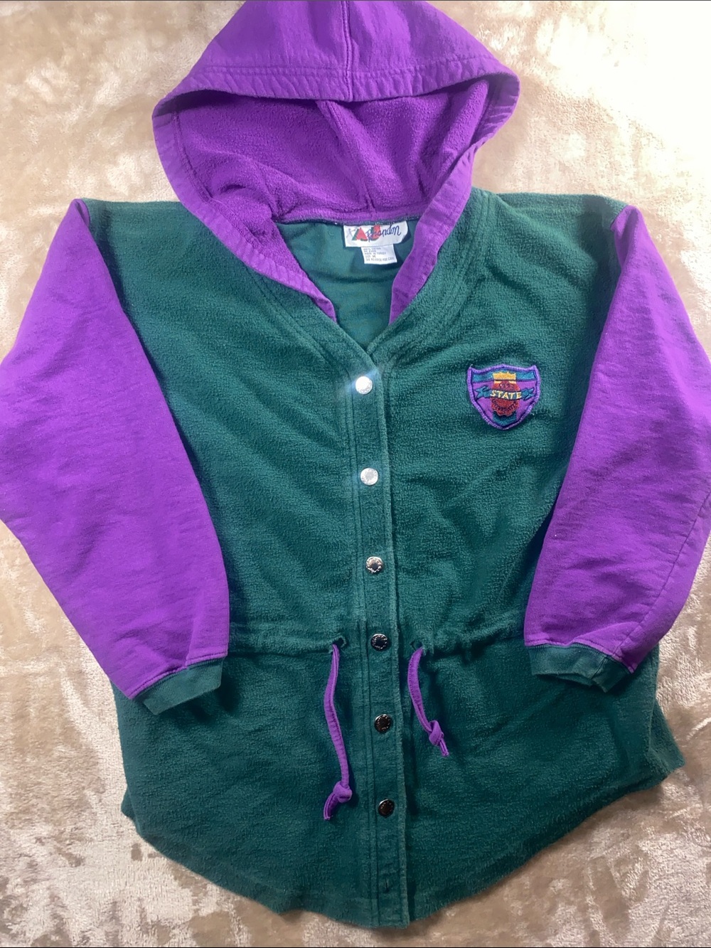 Vintage 90s Brandon Thomas Color block Hooded Bomber Jacket